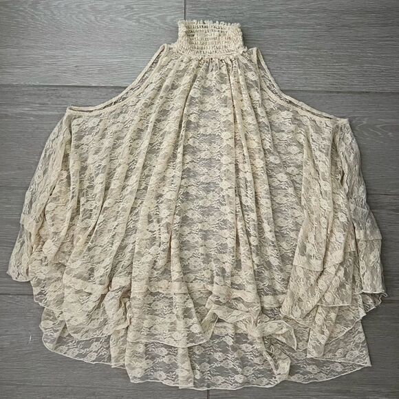 Free People Myrna Lace Floral Sheer Tunic Tank Top size XS - Picture 3 of 6